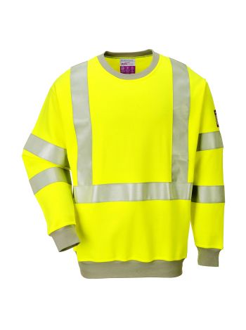 FR Modaflame Anti-Static Hi-Vis Sweatshirt, L, R, Yellow