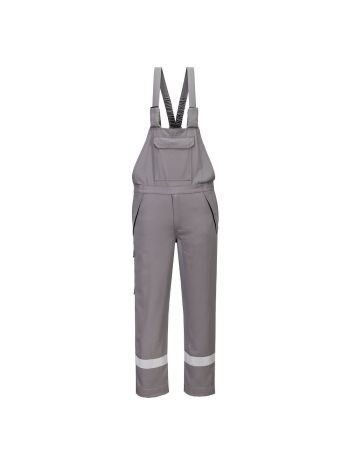 FR Chemical Resistant Bib & Brace, L, R, Grey