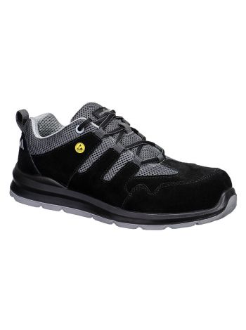 Composite Cow Suede Leather Trainer S1 ESD SR FO, 36, Y, Black/Grey
