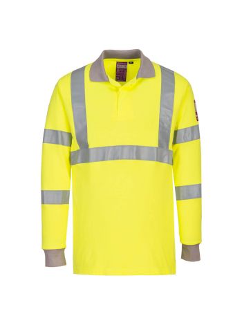 FR Modaflame Anti-Static Hi-Vis Long Sleeve Polo Shirt, 4XL, R, Yellow