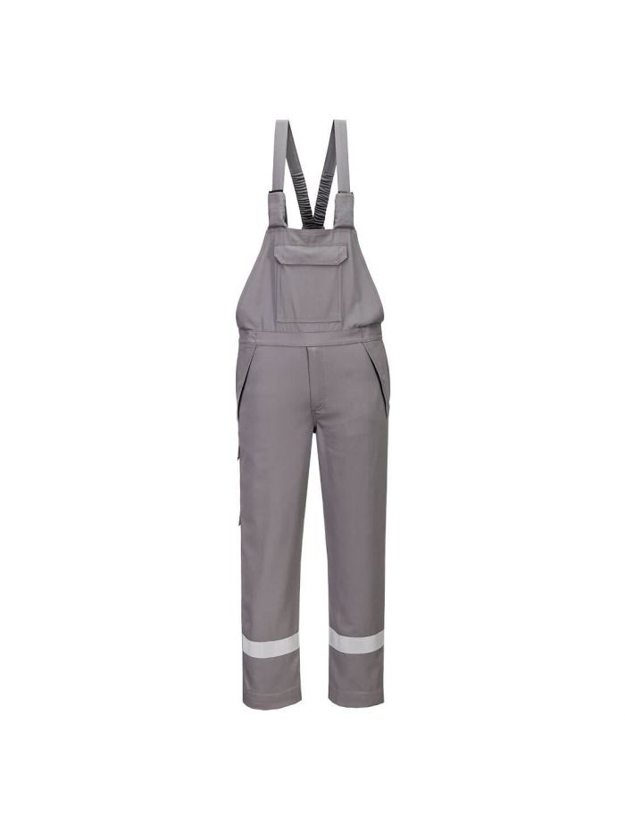 FR Chemical Resistant Bib & Brace, L, R, Grey