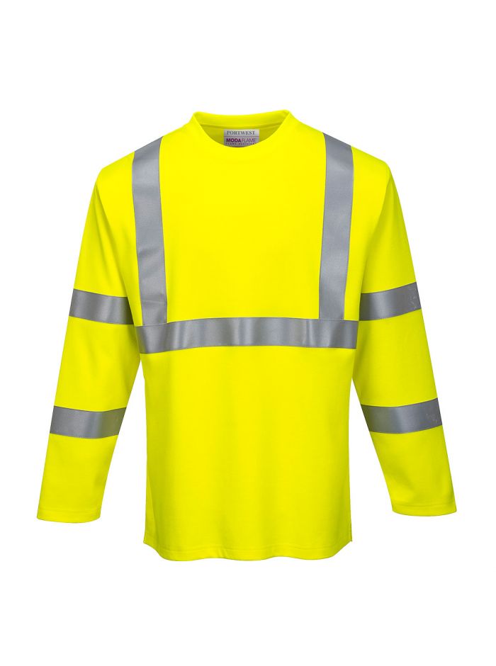FR Modaflame Hi-Vis Long Sleeve T-Shirt, L, R, Yellow