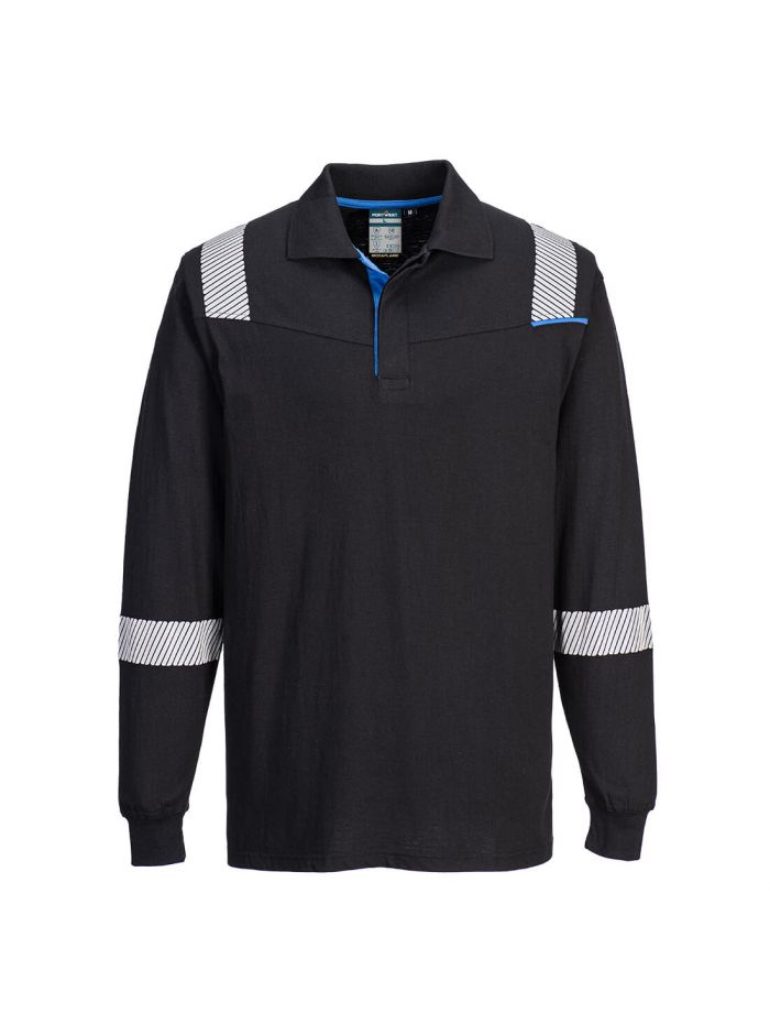 WX3 FR Modaflame Long Sleeve Polo, L, R, Black